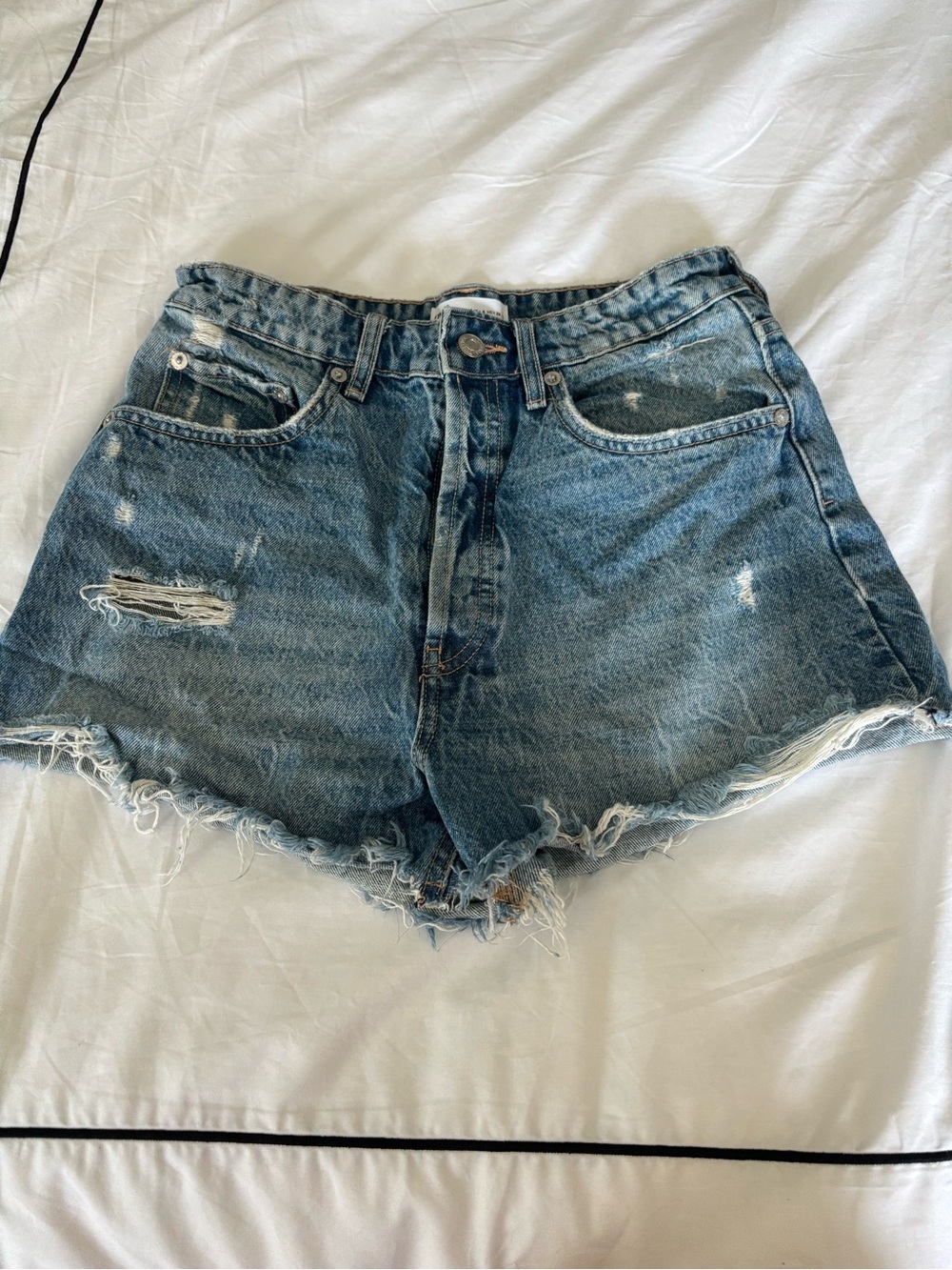 Zara Blue Distressed Cutoff Denim Shorts